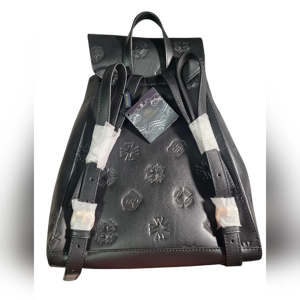 # 538 Women's Monogram Leather Backpack with Vertical Zippers Black - Picture 3 of 12